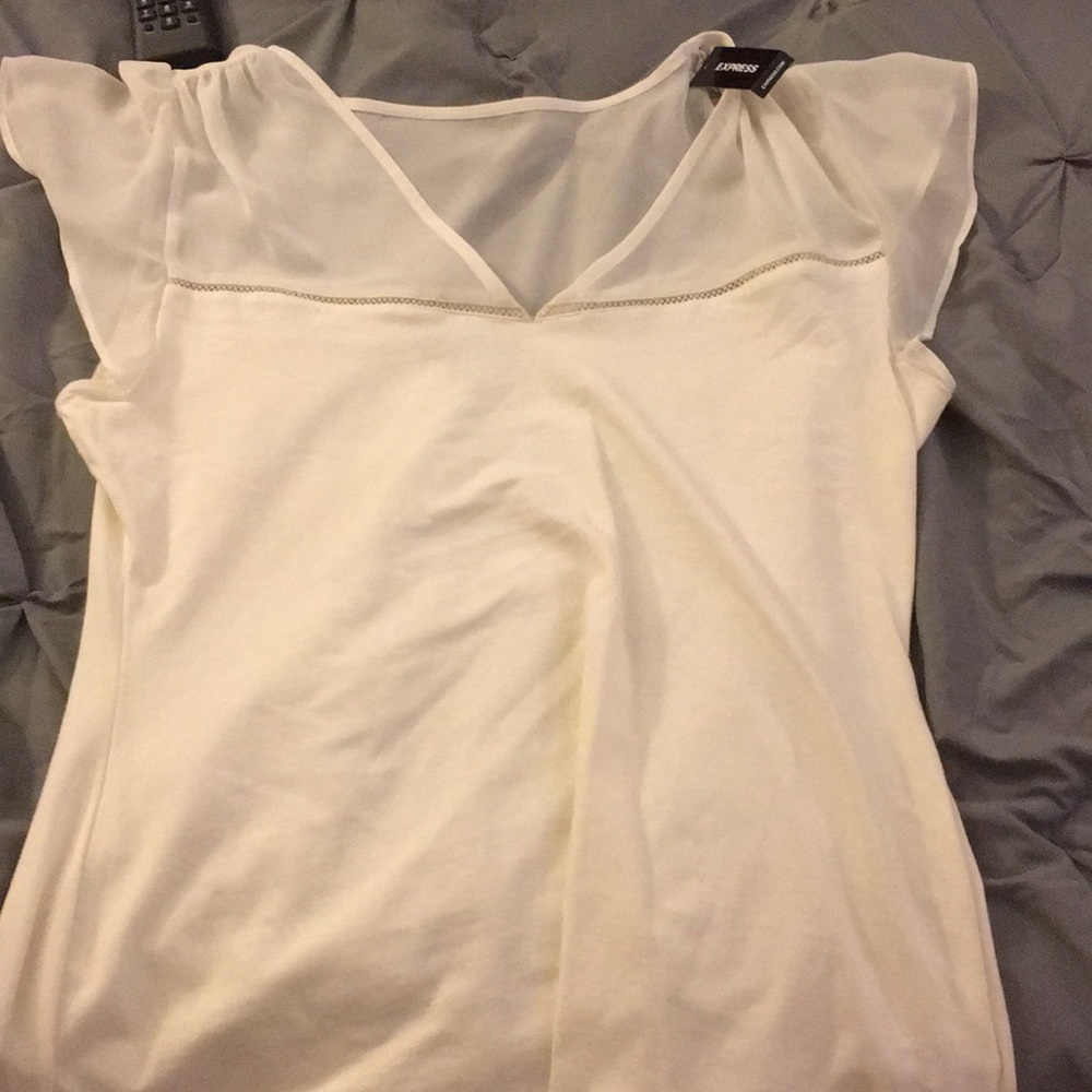 White/cream sheer sleeve blouse
